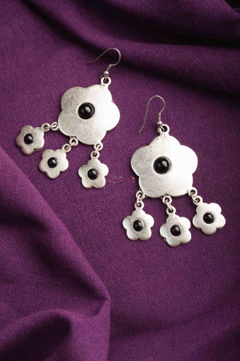 Image for Kusvaa Kpe168 Turkish Tribal Drop Earrings Black