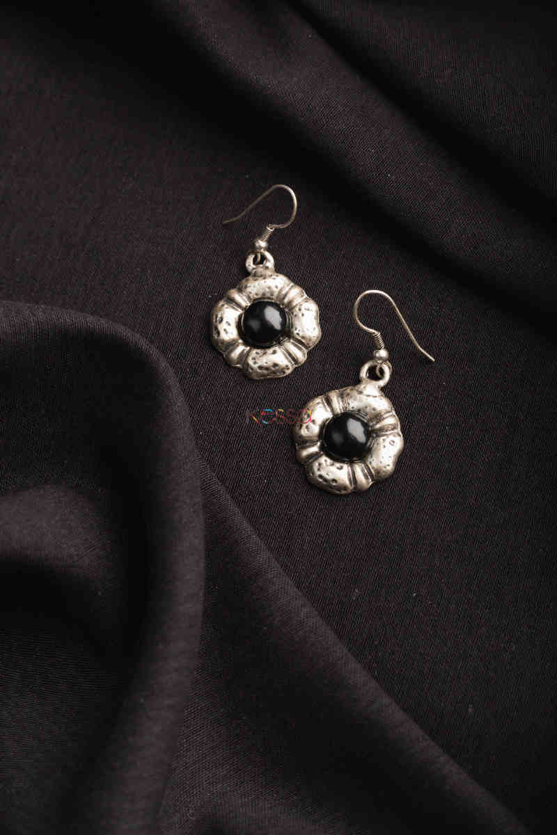 Image for Kusvaa Kpe169 Turkish Tribal Drop Earrings Black