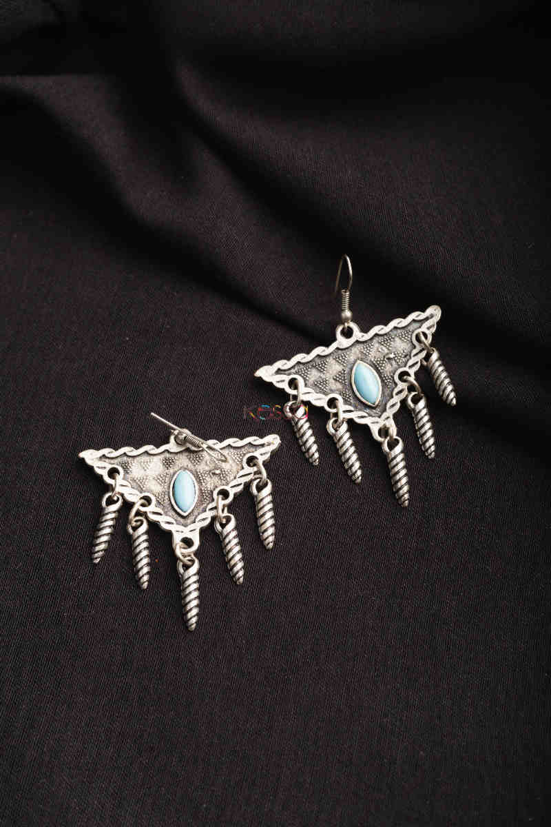 Image for Kusvaa Kpe173 Turkish Tribal Drop Earrings Blue
