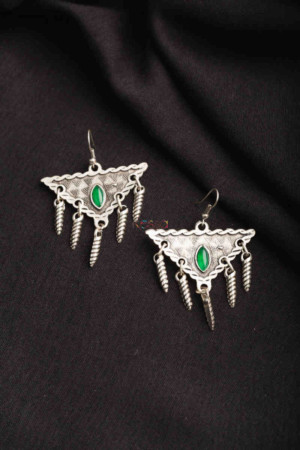 Image for Kusvaa Kpe173 Turkish Tribal Drop Earrings Green