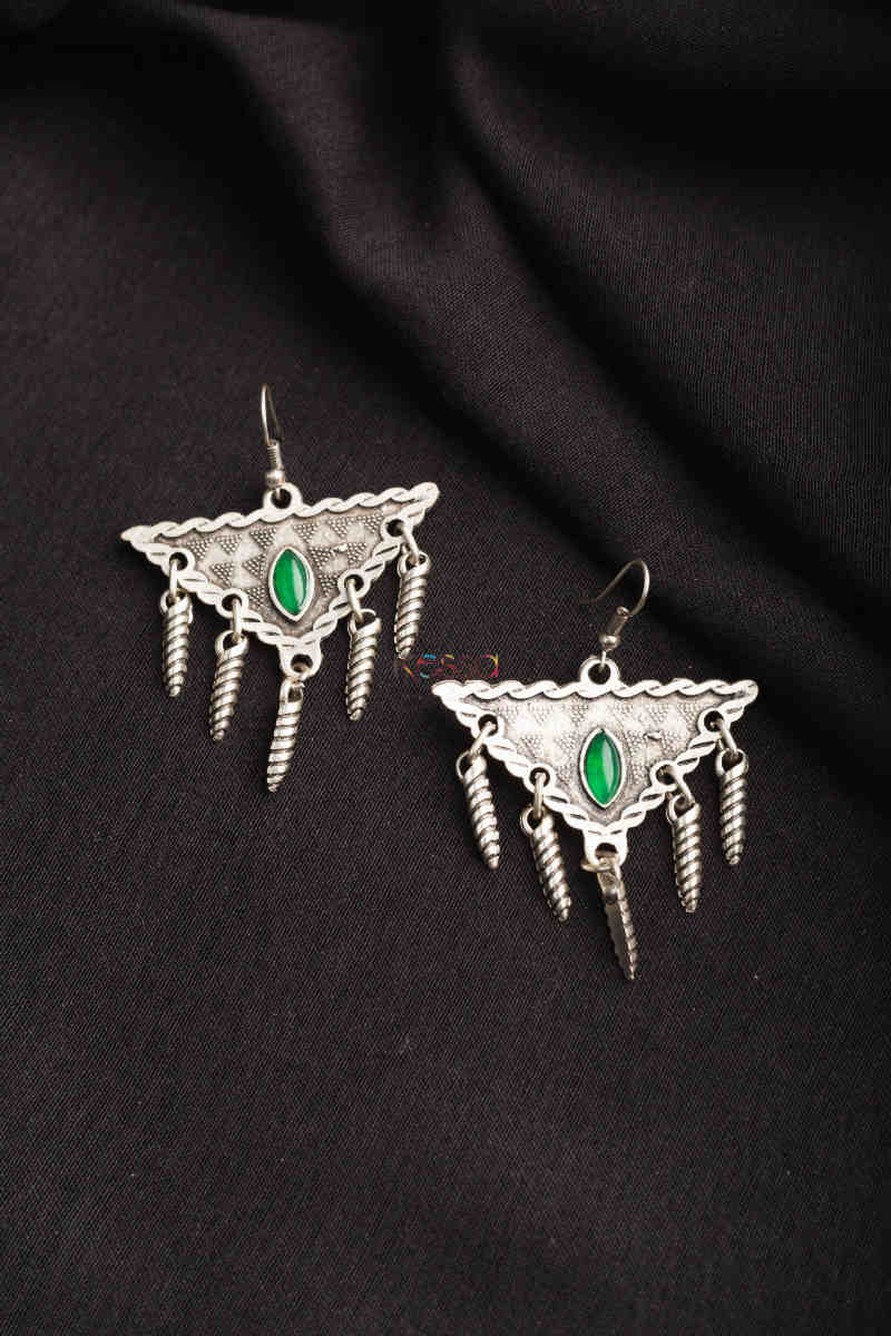 Image for Kusvaa Kpe173 Turkish Tribal Drop Earrings Green