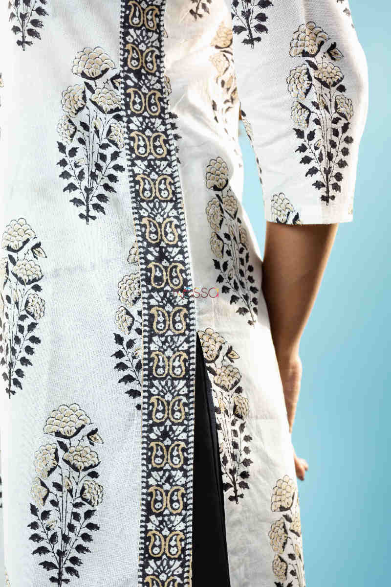 Image for Kusvaa Kuoj171 Kshobhini Kurta With Mulmul Dupatta And Pant Sleeve