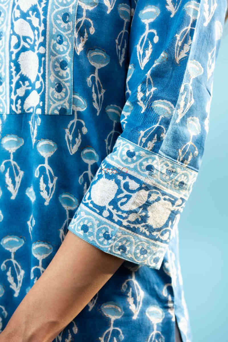 Image for Kusvaa Kuoj172 Ajita Cotton Kurta With Mulmul Dupatta Sleeve