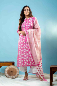Image for Kusvaa Kuoj173 Akshita Cotton Kurta With Mulmul Dupatta Featured