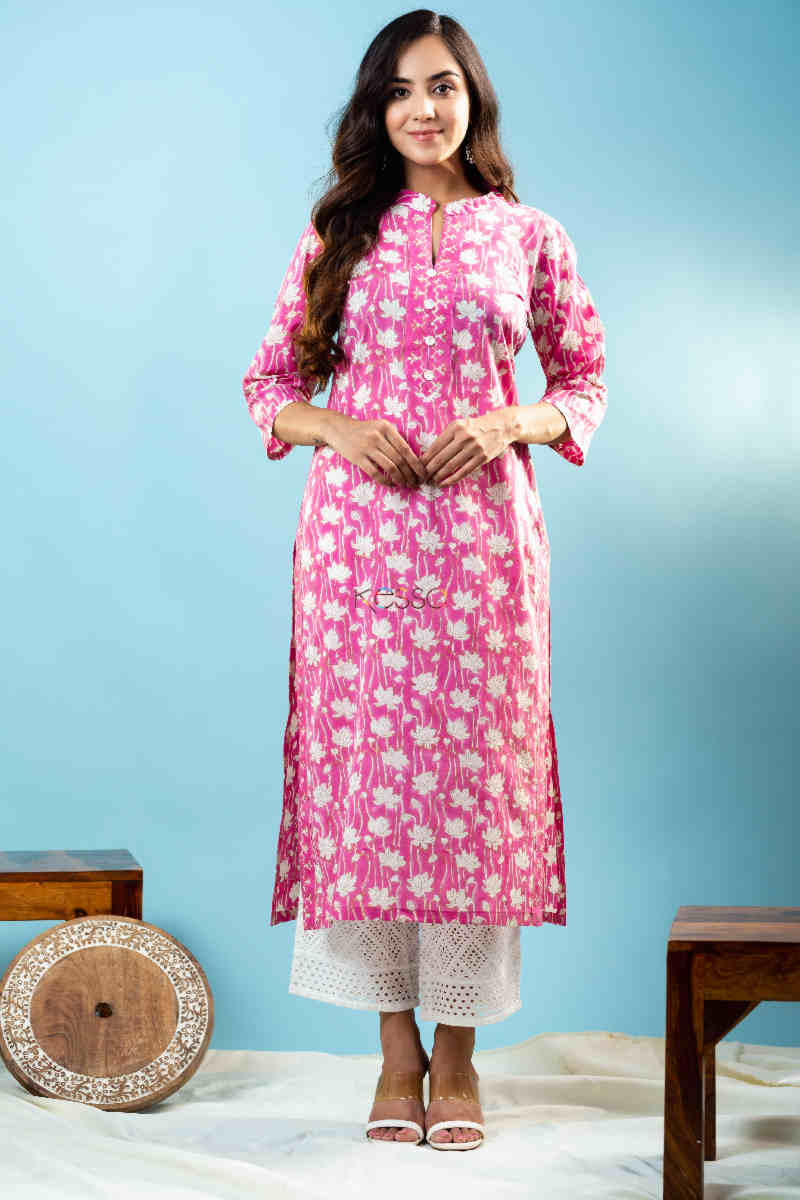 Image for Kusvaa Kuoj173 Akshita Cotton Kurta With Mulmul Dupatta Front