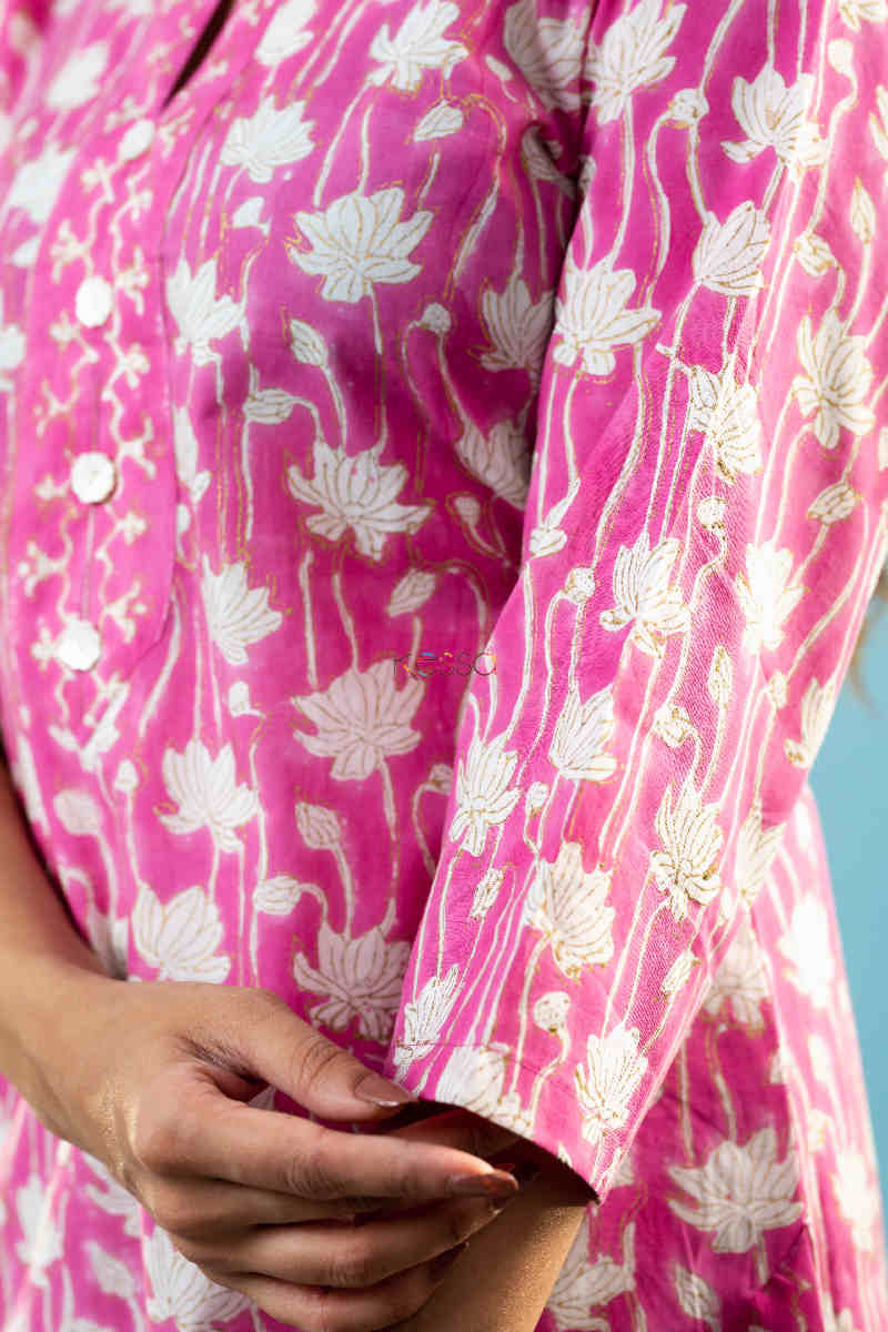 Image for Kusvaa Kuoj173 Akshita Cotton Kurta With Mulmul Dupatta Sleeve