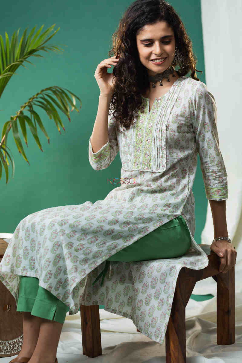 Image for Kusvaa Vcr113 Mahodari Straight Block Print Kurta Featured