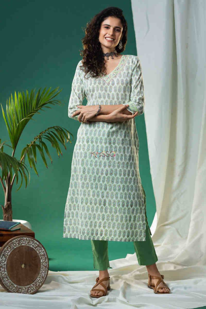 Image for Kusvaa Vcr117 Kirati Block Print Straight Kurta Featured