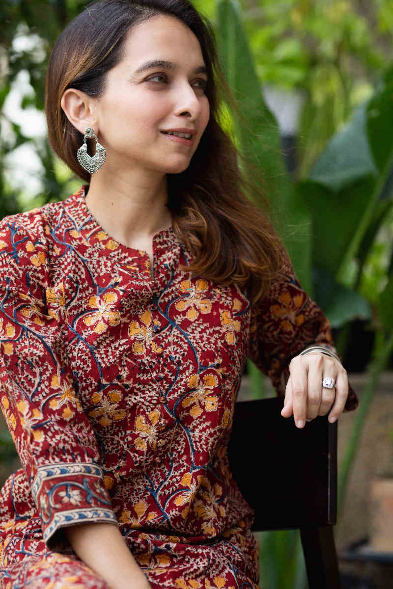 Image for Kusvaa Ws840 Aatmaja Kalamkari Mid Length Kurta Closeup