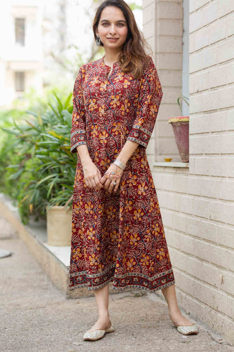 Image for Kusvaa Ws840 Aatmaja Kalamkari Mid Length Kurta Featured