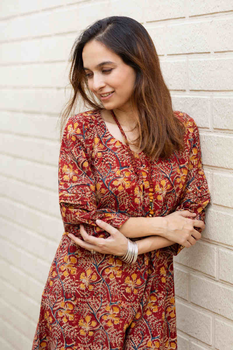Image for Kusvaa Ws846 Bhavini Kalamkari A Line Dress With Necklace Top