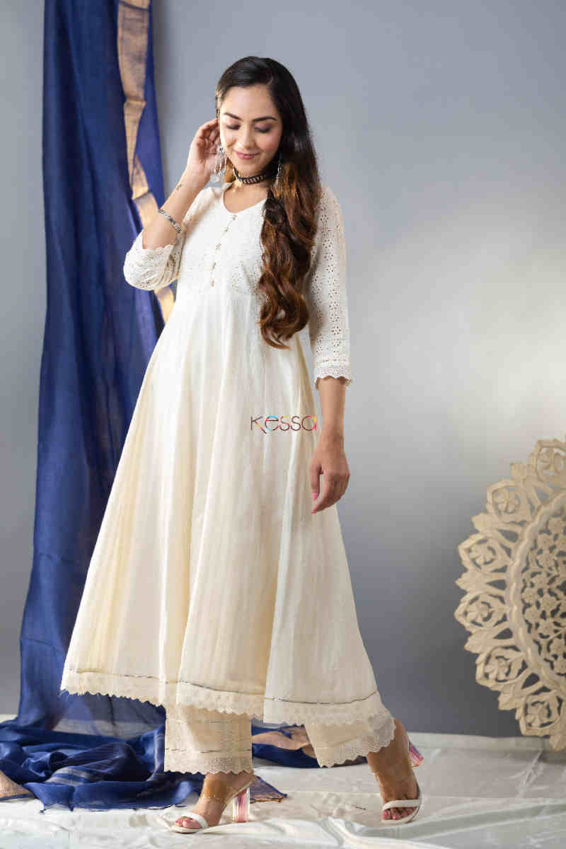 Image for Kusvaa Ws848 Padmakshi Shiffley Kalidaar Kurta Pant Set Look