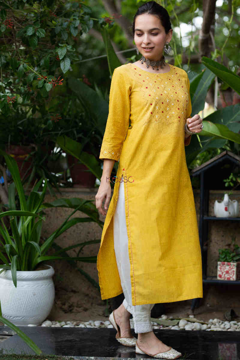 Image for Kusvaa Ws849 Bhavya South Cotton Straight Fit Kurta Side