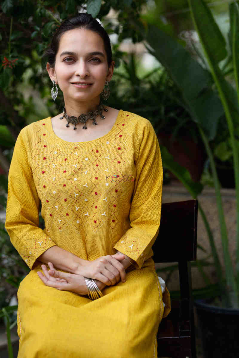 Image for Kusvaa Ws849 Bhavya South Cotton Straight Fit Kurta Sitting