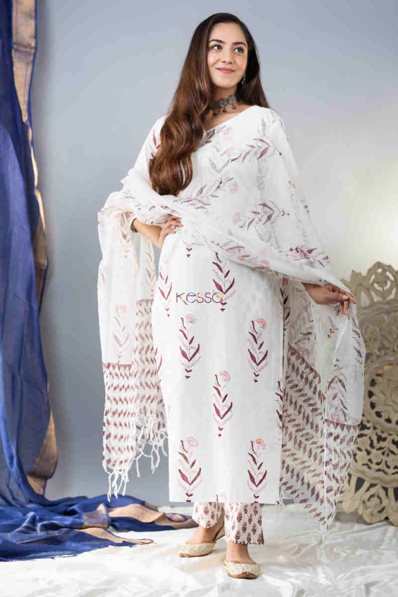 Image for Kusvaa Wsr281 Yashita Block Printed Complete Suit Set Front 1