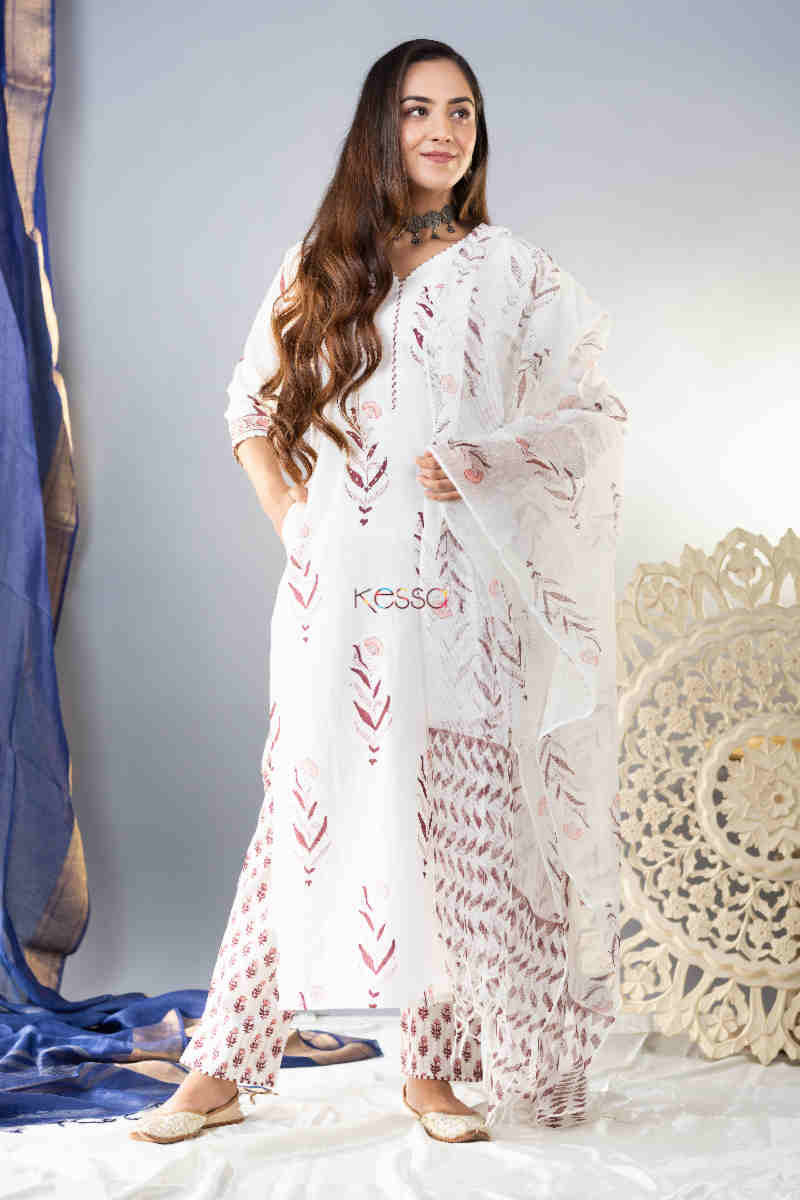 Image for Kusvaa Wsr281 Yashita Block Printed Complete Suit Set Look 1