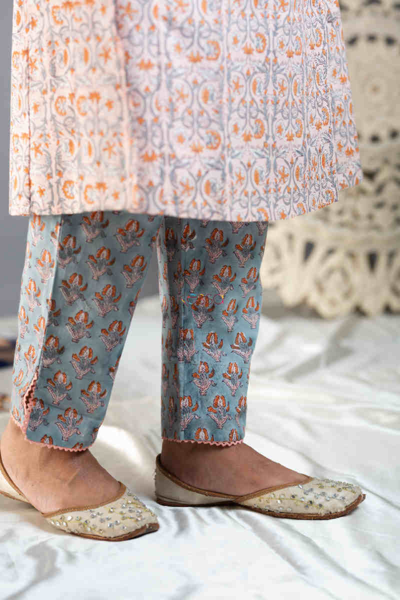 Image for Kusvaa Wsr282 Surasa Block Printed Kurta With Pant Bottom