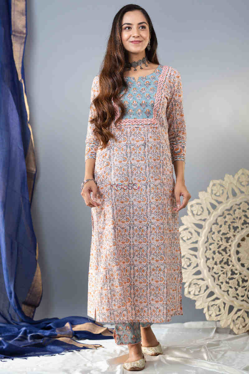 Image for Kusvaa Wsr282 Surasa Block Printed Kurta With Pant Featured