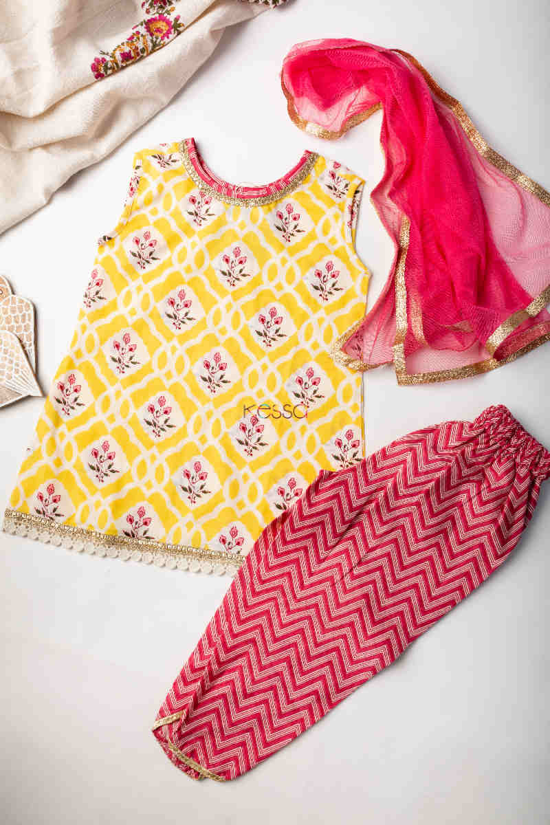 Image for Kusvaa Aj47 Kashivi Formal Girl Dhoti Set With Dupatta Featured