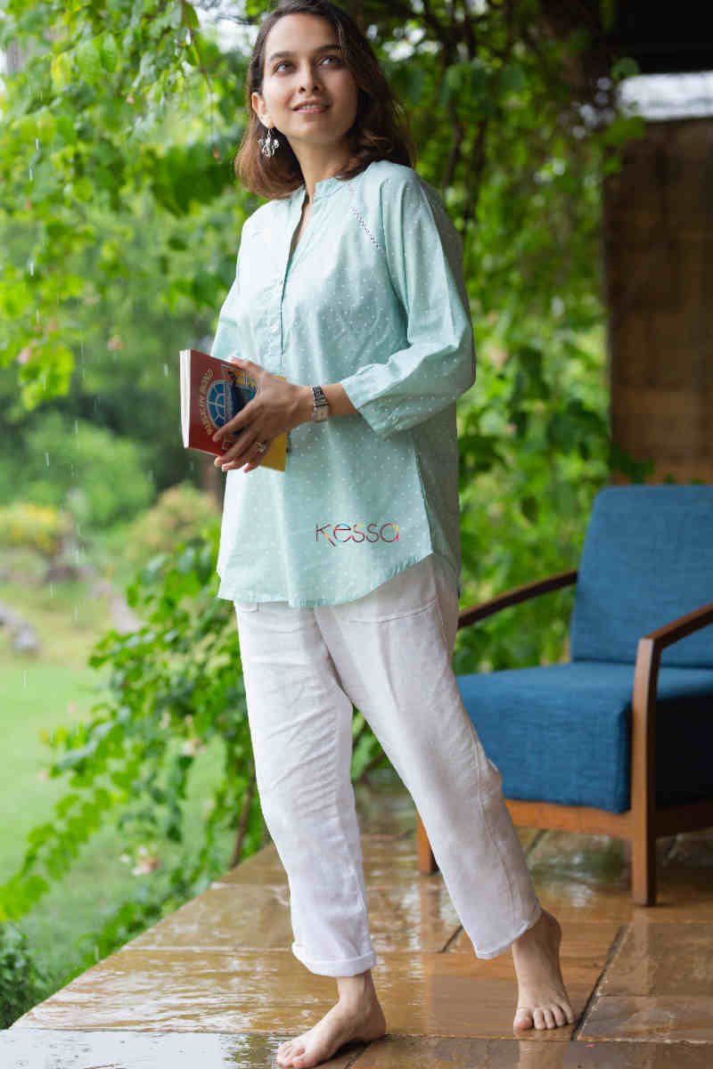 Image for Kusvaa Avdaf136 Vasanta Cotton Polka Dot Short Top Side