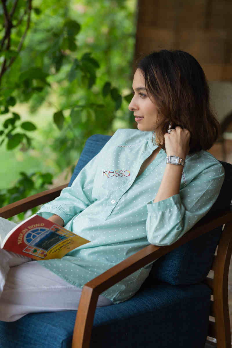 Image for Kusvaa Avdaf136 Vasanta Cotton Polka Dot Short Top Sitting 1