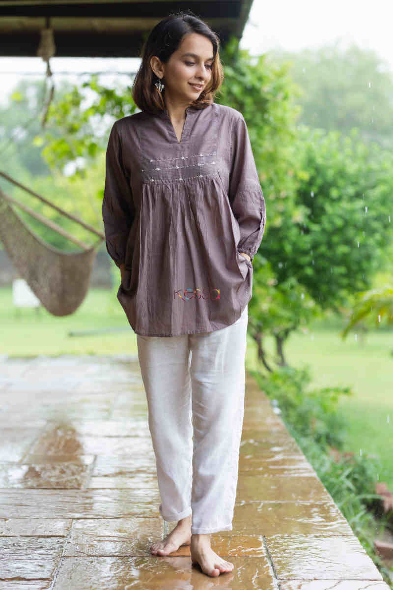 Image for Kusvaa Avdaf142 Salena Cotton Dobby Short Kurti Front