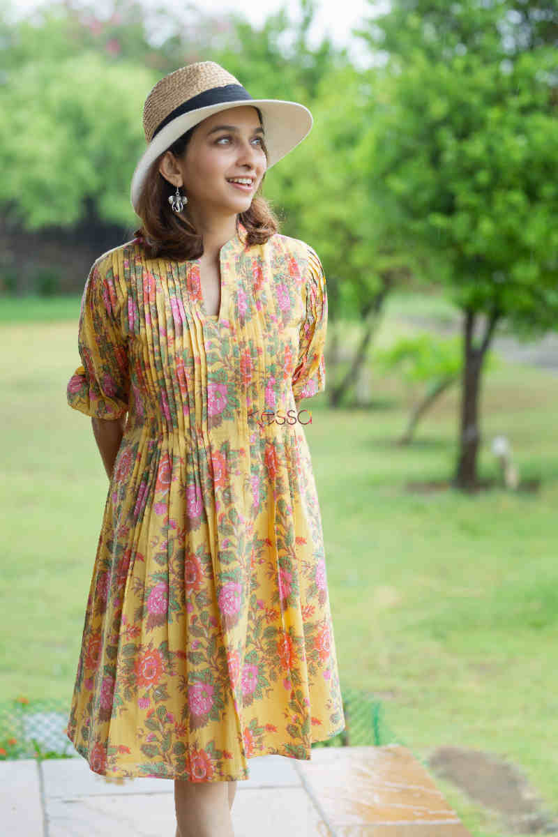 Image for Kusvaa Avdaf154 Tara Cotton Pleated Short Dress 1 Front