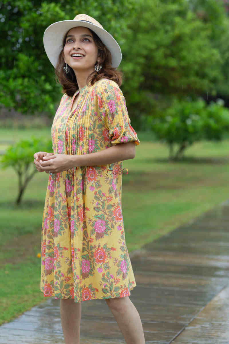 Image for Kusvaa Avdaf154 Tara Cotton Pleated Short Dress 1 Side