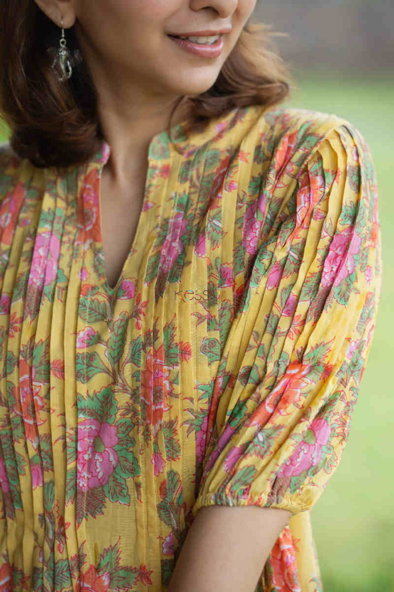 Image for Kusvaa Avdaf154 Tara Cotton Pleated Short Dress 1 Sleeve