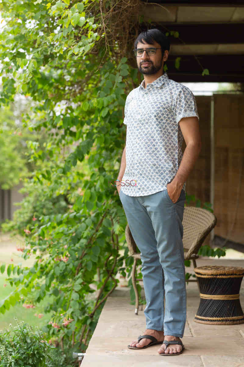 Image for Kusvaa Awk47 Adyant Men Block Print Half Sleeves Shirt Side