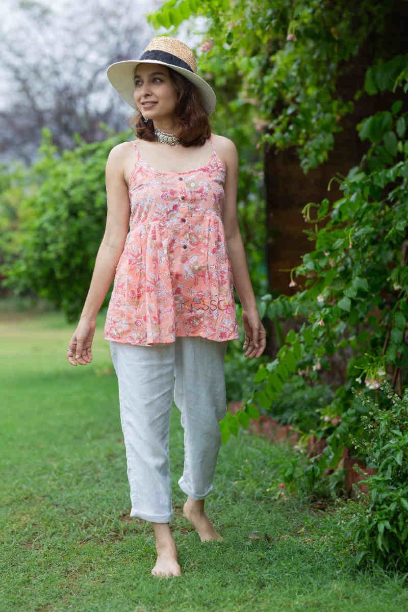 Image for Kusvaa Bpr02 Urvi Block Print Strap Short Top Front