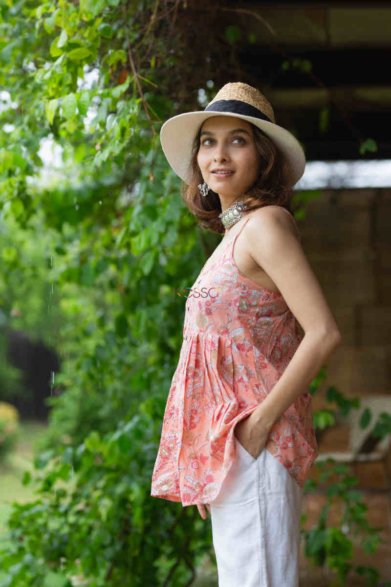 Image for Kusvaa Bpr02 Urvi Block Print Strap Short Top Top Side