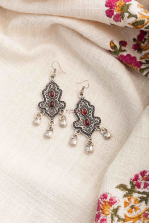 Image for Kusvaa Kpe205 Turkish Tribal Shape Earrings Red