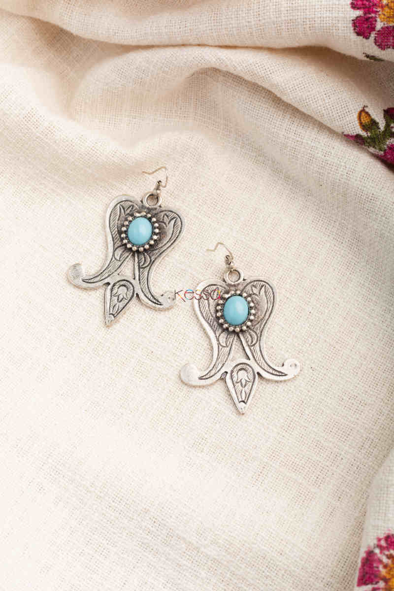 Image for Kusvaa Kpe220 Turkish Tribal Shape Earrings Blue