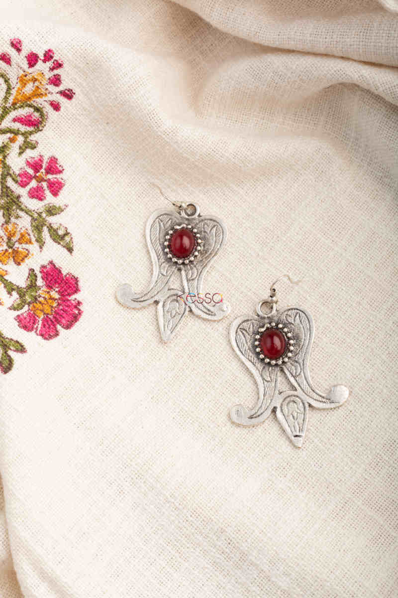 Image for Kusvaa Kpe220 Turkish Tribal Shape Earrings Red