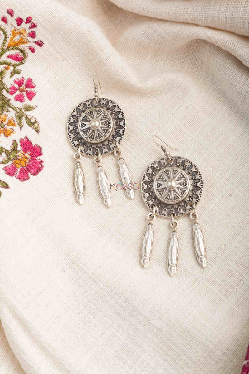 Image for Kusvaa Kpe241 Kazaki Tribal Circular Earrings