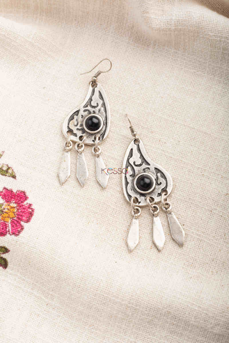 Image for Kusvaa Kpe249 Turkish Stone Pendant Earring Black