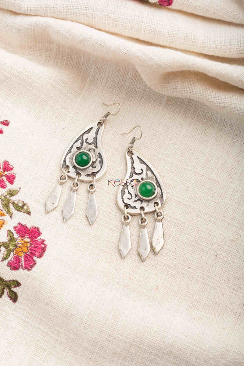 Image for Kusvaa Kpe249 Turkish Stone Pendant Earring Green