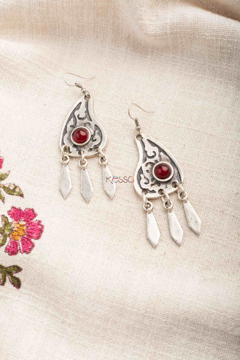 Image for Kusvaa Kpe249 Turkish Stone Pendant Earring Red