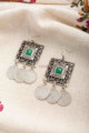 Image for Kusvaa Kpe269 Turkish Stone Rectangle Coin Earring Green