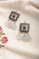 Image for Kusvaa Kpe269 Turkish Stone Rectangle Coin Earring Red