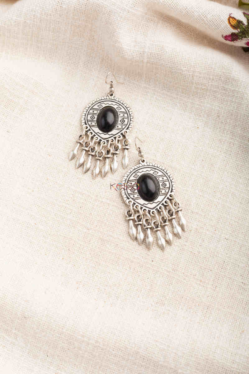 Image for Kusvaa Kpe272 Turkish Stone Circular Earring Black