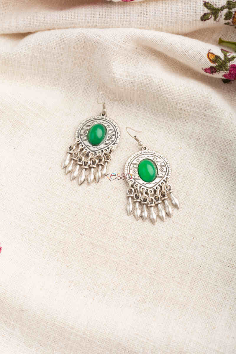 Image for Kusvaa Kpe272 Turkish Stone Circular Earring Green