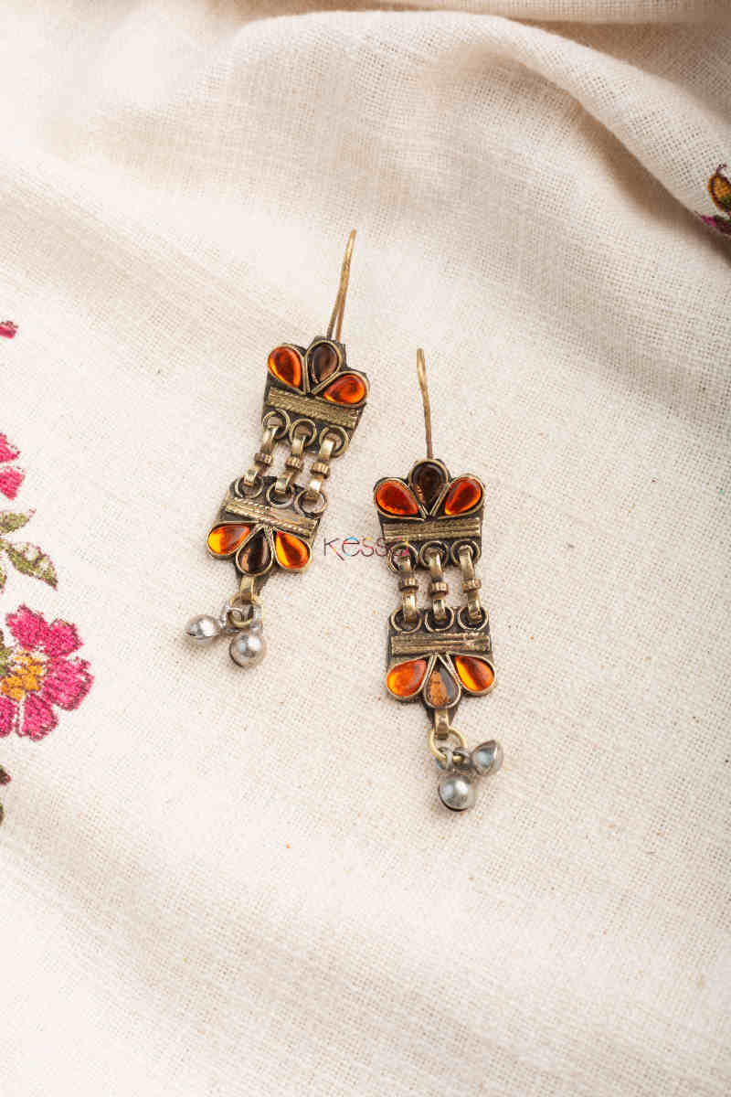 Image for Kusvaa Kpe317 Turkish Multi Stone Earring Orange