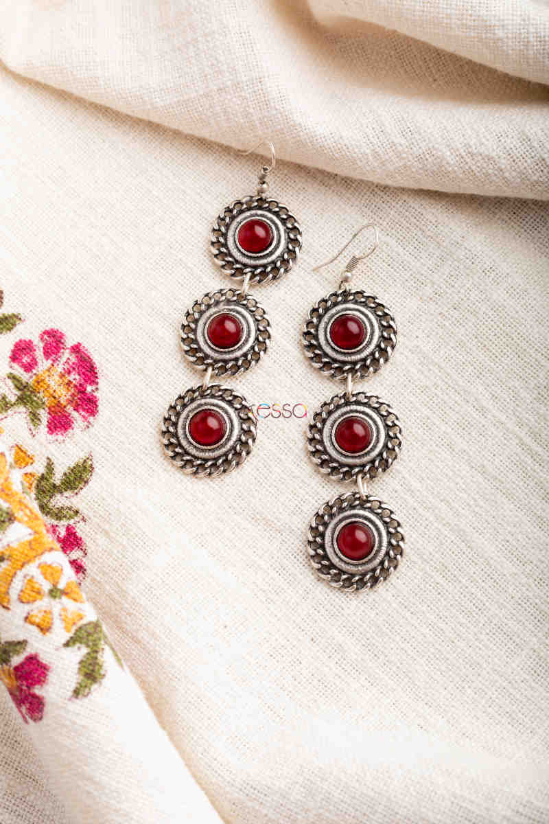 Image for Kusvaa Kpe356 Kazaki Tribal Multi Stone Oval Earrings
