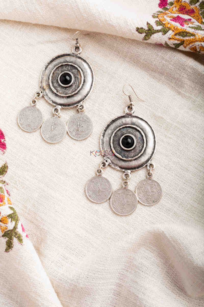 Image for Kusvaa Kpe361 Kazaki Tribal Coin Earrings