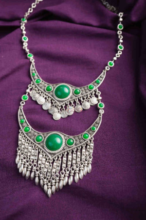 Image for Kusvaa Kpn127 Turkish Multi Stone Drop Necklace Green