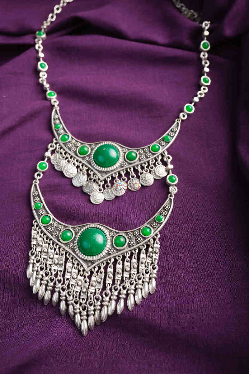 Image for Kusvaa Kpn127 Turkish Multi Stone Drop Necklace Green