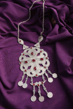 Image for Kusvaa Kpn135 Turkish Multi Stone Circular Necklace Red