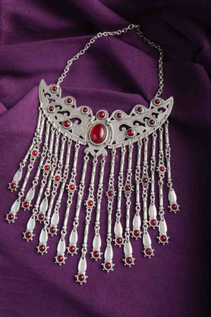 Image for Kusvaa Kpn136 Turkish Multi Stone Pendant Necklace Red